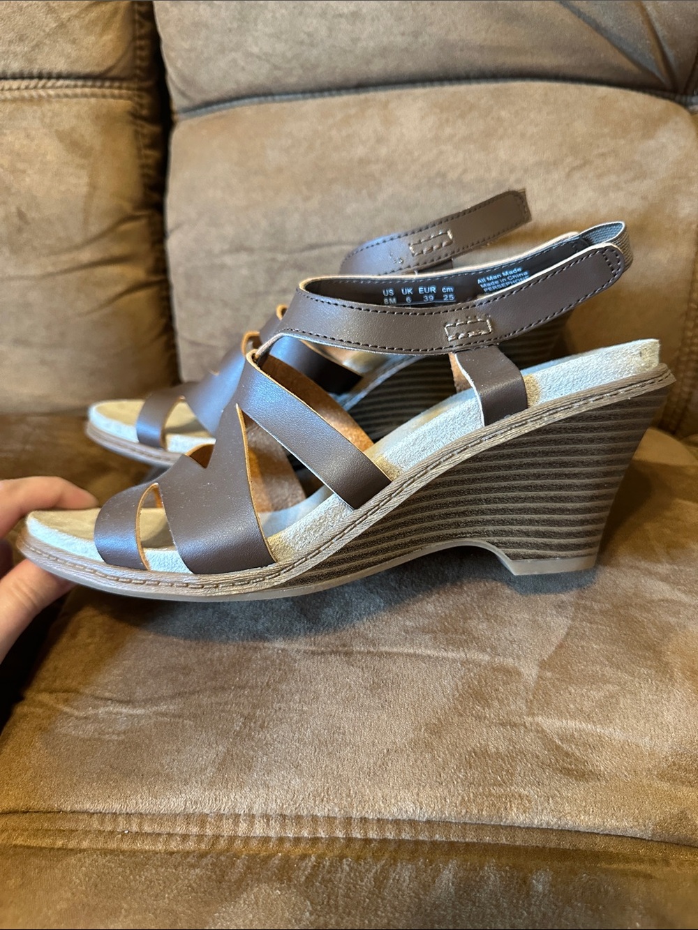 Women’s Brown Wedge Sandals - Stylish Strappy Comfort